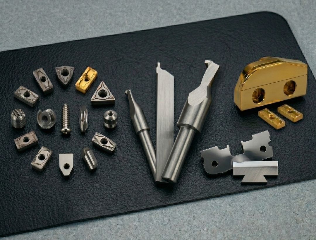 Plaquitas de carburo, portaherramientas y fresa indexable para operaciones de torneado y fresado en mecanizado CNC